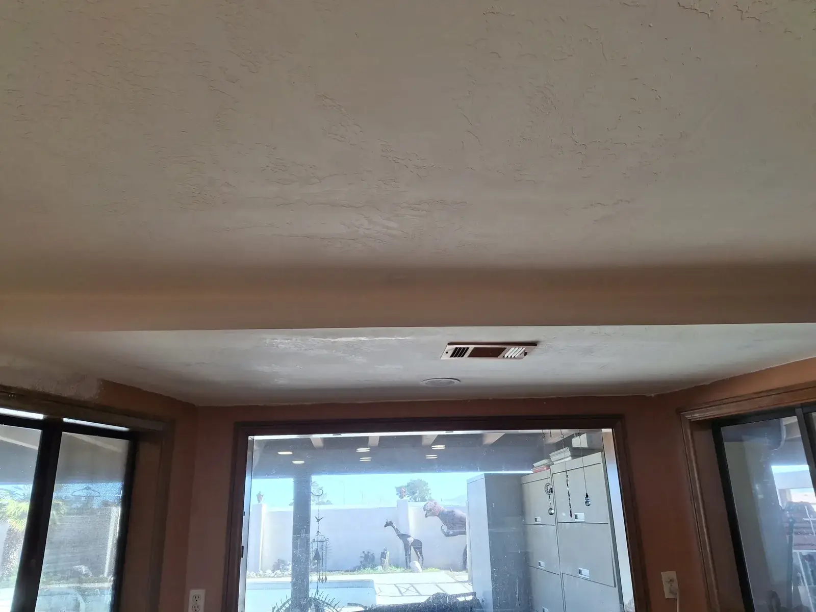 Finished ceiling above kitchen bay windows