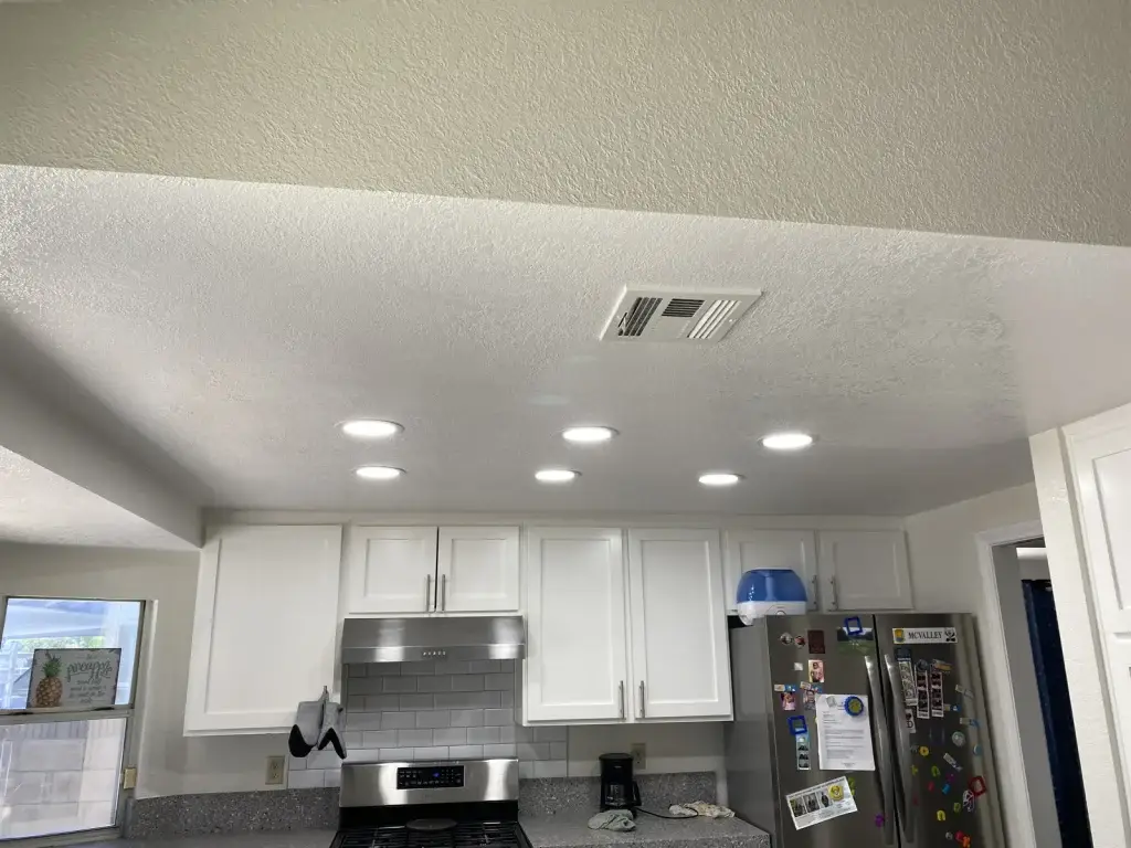 Finished kitchen ceiling after lightwell conversion